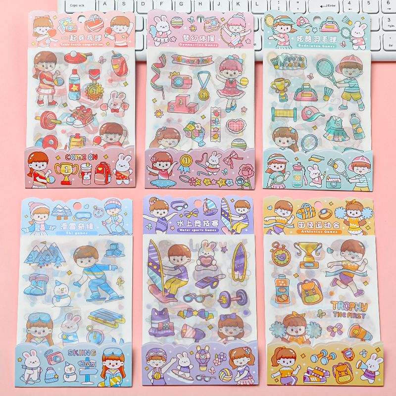 dmw 4 Sheets Washi Paper Sticker.6 style Pet transparent sticker hand ...