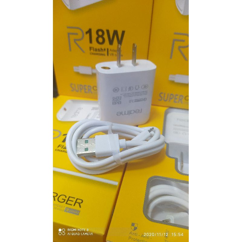 Realme 18 Watts Flash Charging Adapter Micro USB/V8 Cable