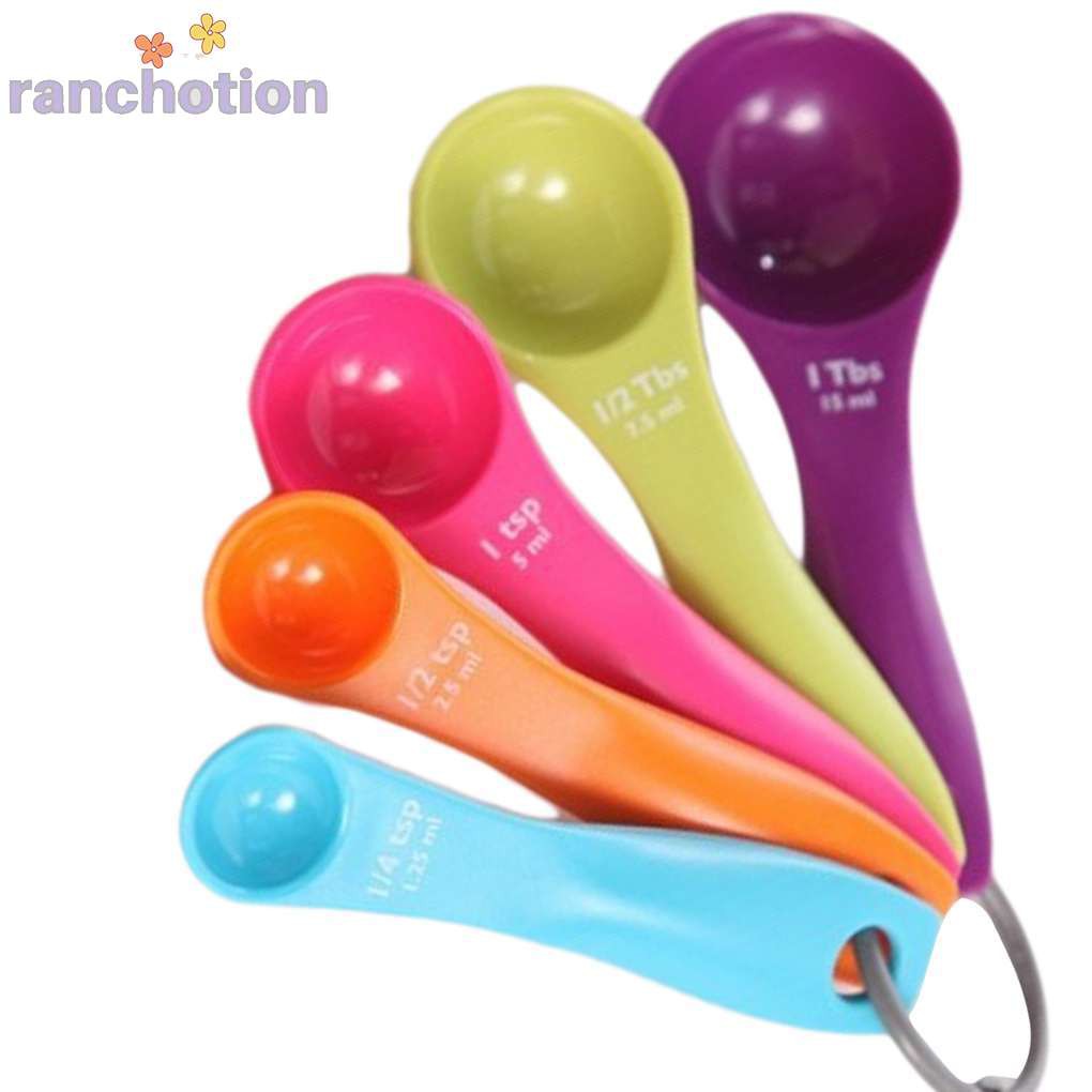 5-piece Set Plastic Measuring Spoons Contains Teaspoons Tablespoons Mixed  Color
