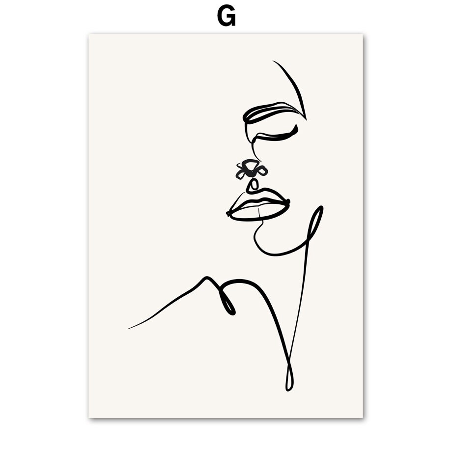 Body Line Drawing Abstract Painting Wall Art Canvas Painting Black ...