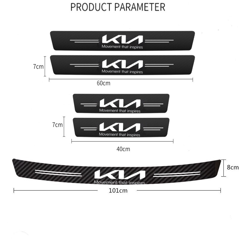 Car Carbon Fiber Door Threshold Sill Stickers Protector Strip for KIA