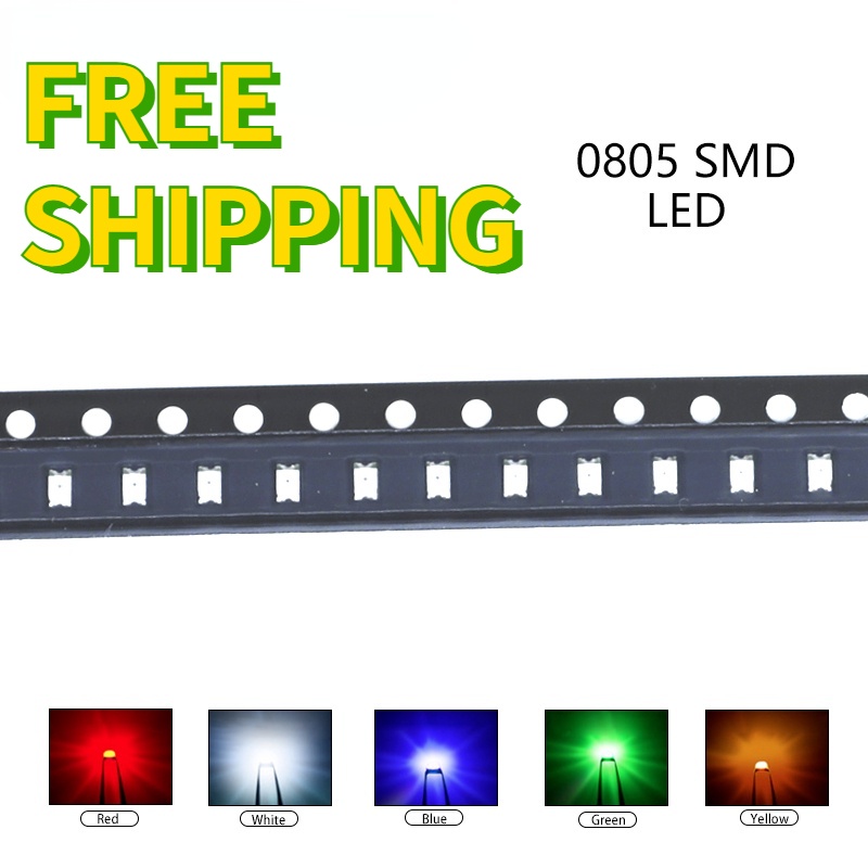 100pcs 0805 SMD LED Electron Component Blue Yellow White Green Red ...
