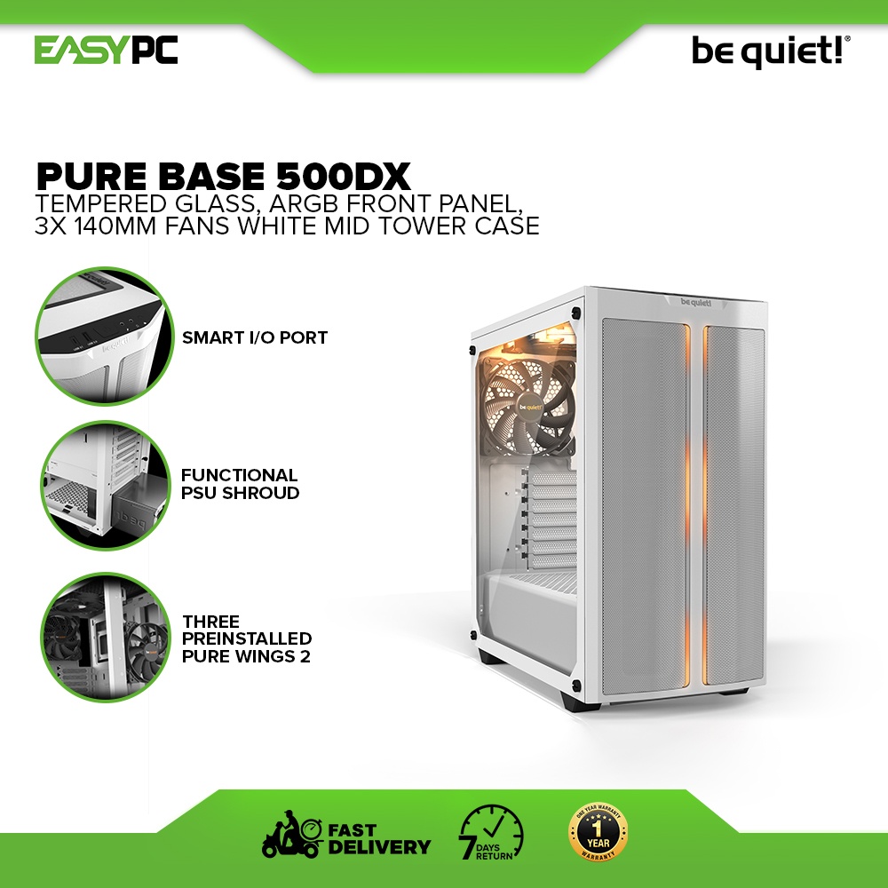 be quiet! Pure Base 500DX White MIDI Tower Case - BGW38