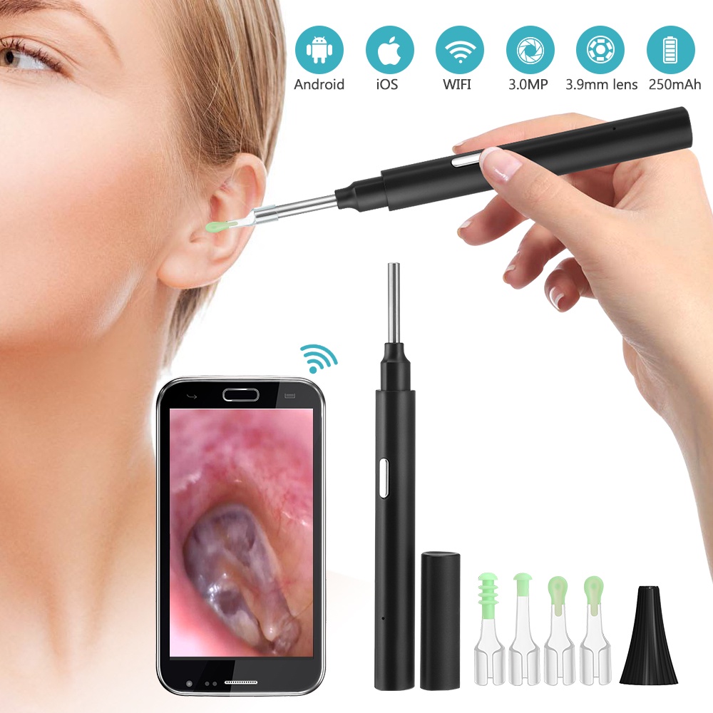 Wifi Otoscope 3.9mm Ear Cleaning Endoscope Visual Wireless Ear ...