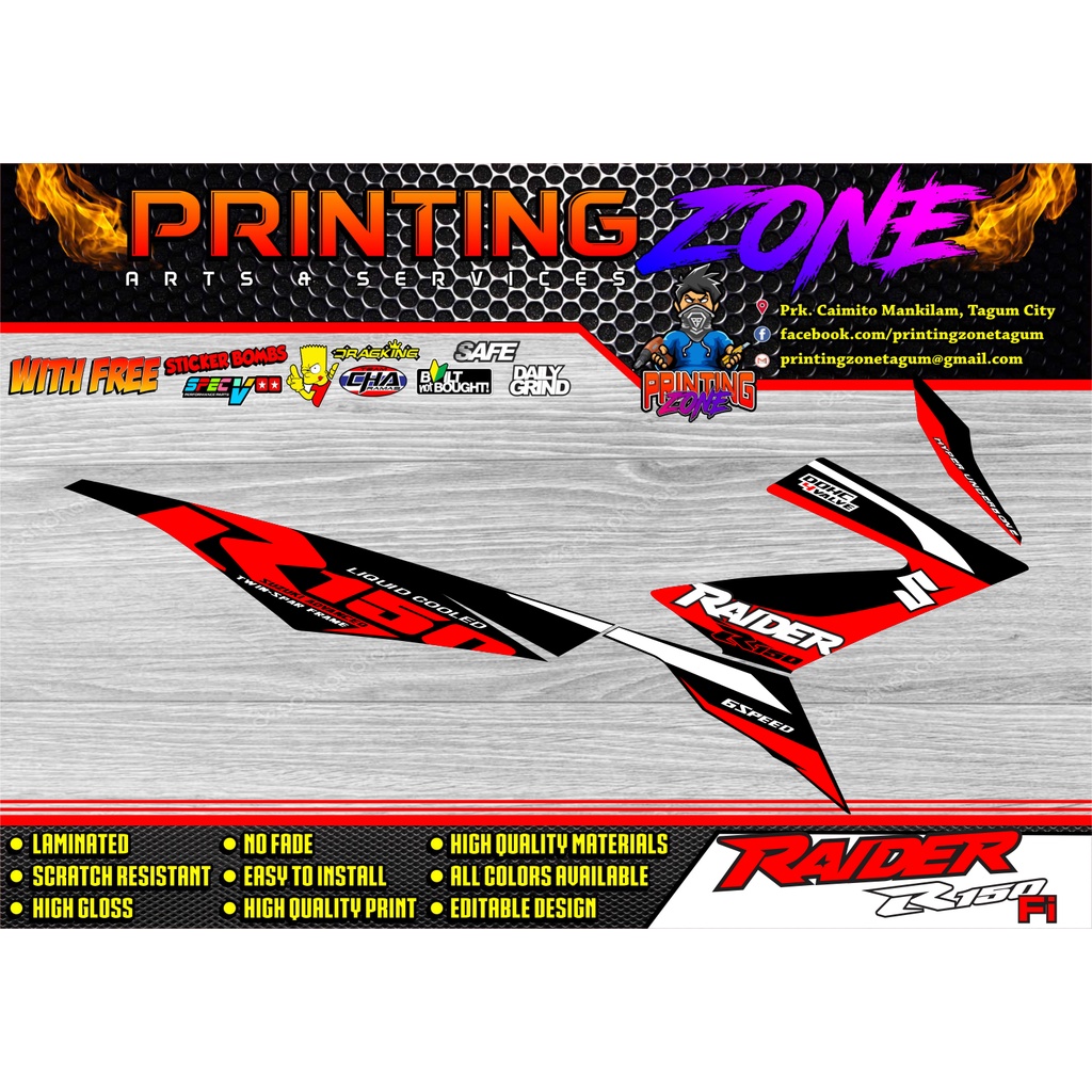RAIDER R150 FI Stock Sticker Decals with High Quality Printing and ...