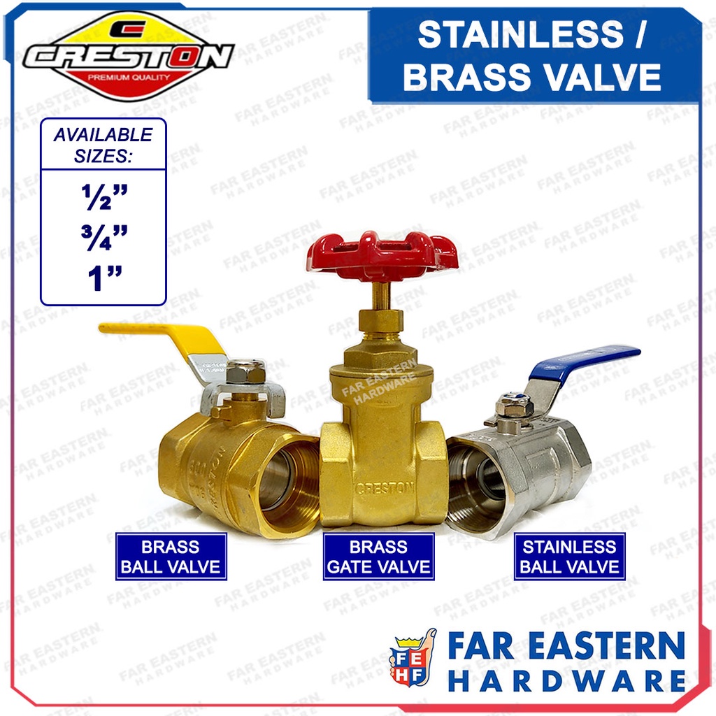 CRESTON Stainless 304 Brass Ball | Gate Valve 1/2