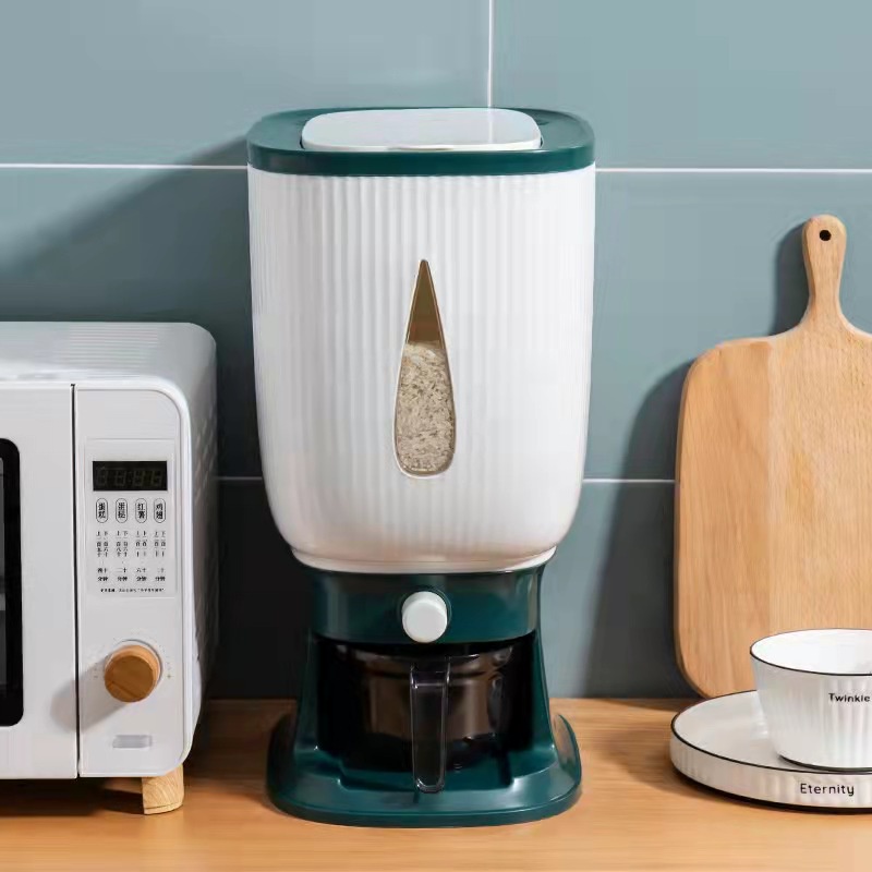 Automatic Rice Dispenser Plastic Storage Box and Measuring Cup Food ...