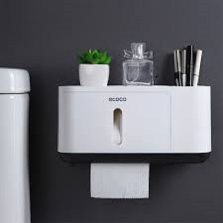 ECOCO Wall Mounted Bathroom Tissue Holder with Adhesive,Punch Free Roll