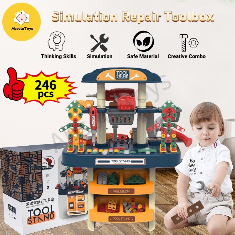 Simulation Repair Toolbox Kids Drill Screw Nut Toys Pretend Play Tool ...
