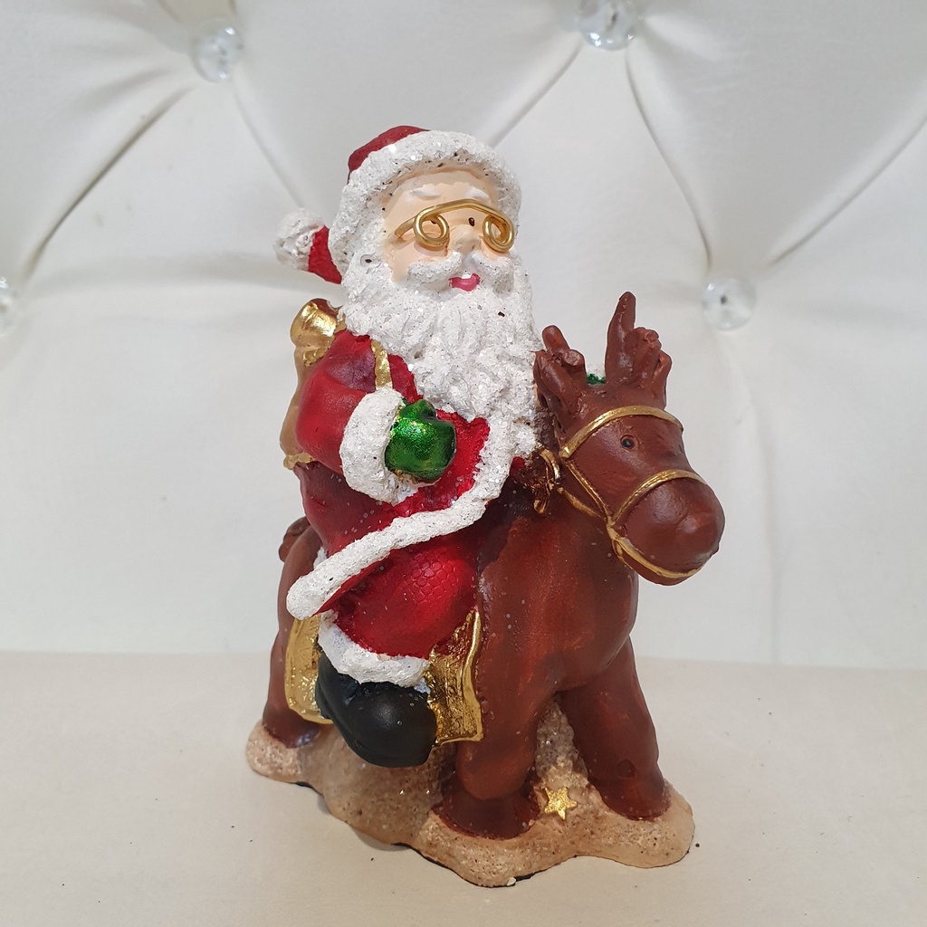 Santa Claus Riding Donkey with gifts 13 x 9 x 6 cm table top Figurine ...