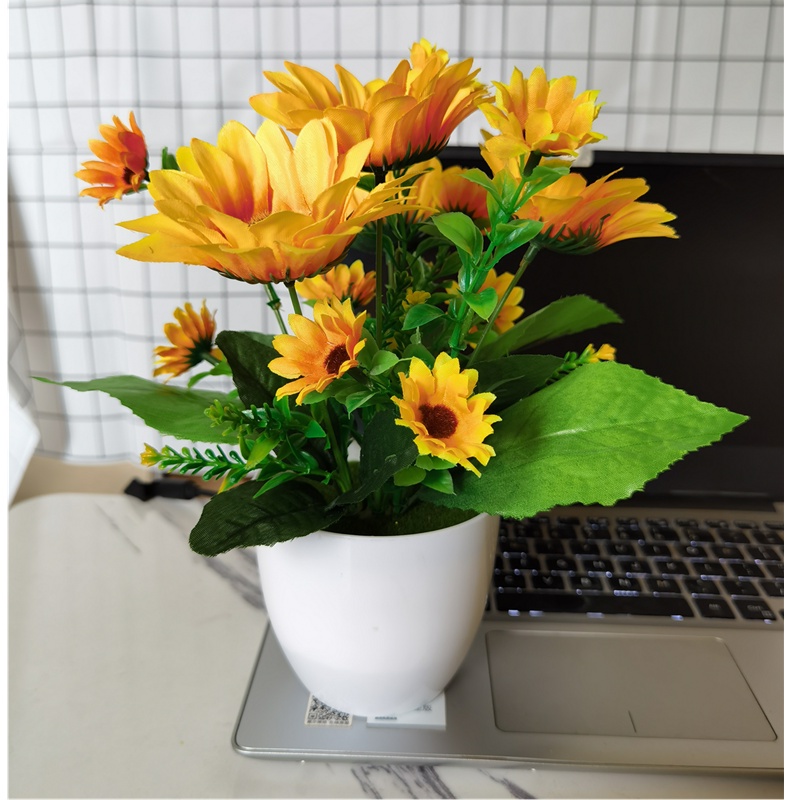 Simulation Sunflower Silk Flower Chrysanthemum Artificial Plastic Home ...