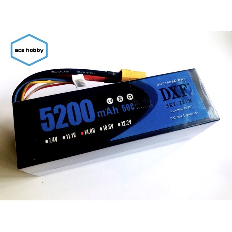 DXF 4S Lipo Akku 14.8V 5200mAh 80C - Mit EC5 Stecker Für RC Autos 1/8 & 1/10