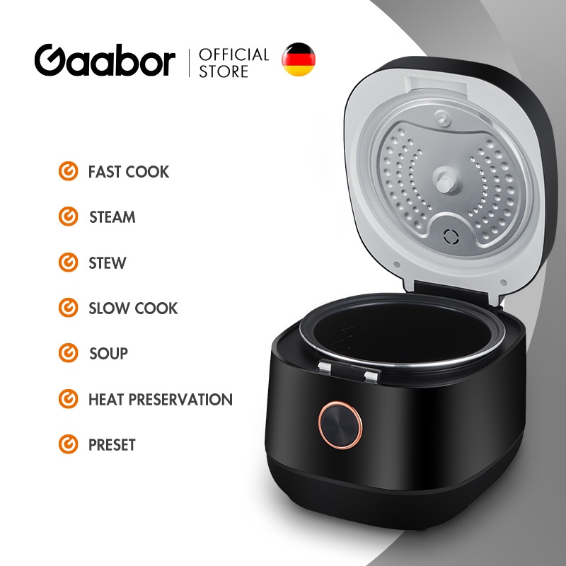 Gaabor Rice Cooker, 6L Big Capacity Touch Control 24h Preset Timer
