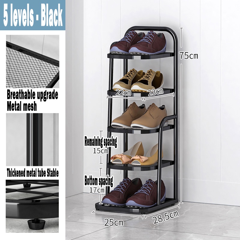 Multi-tier Freestanding Shoe Rack Organizer & Metal Single Row Shoe ...