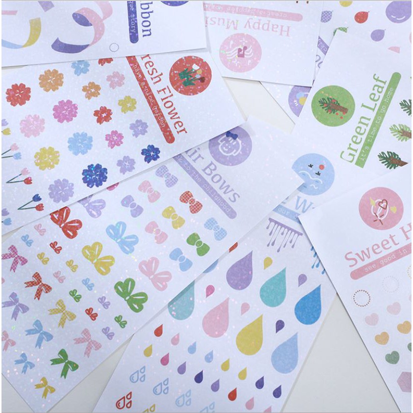[SG] Confetti Glitter Sticker Sheet / Colorful Ribbon Hologram Deco ...