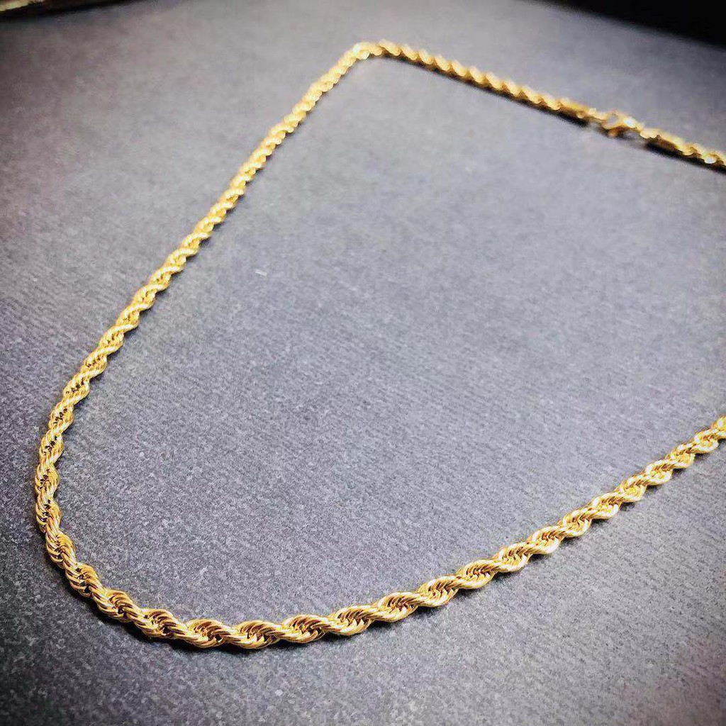 18k Twist Necklace Chain For Men Twisted Chain Rope Chain For Men Gold