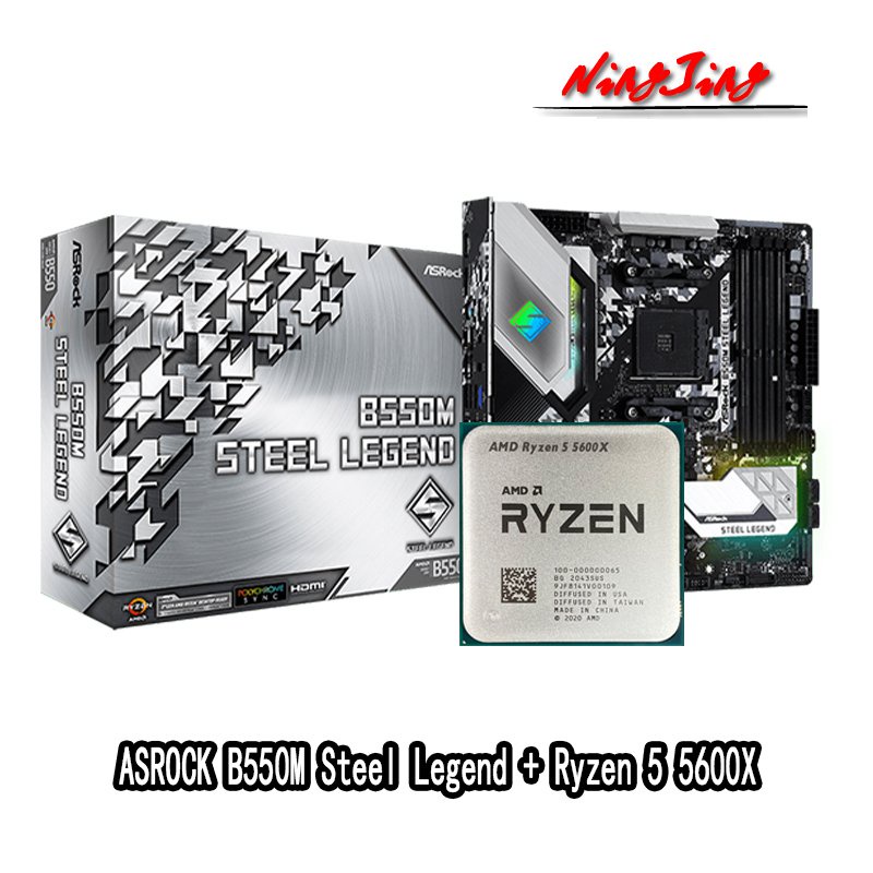 AMD New Ryzen 5 5600X R5 5600X CPU +New ASROCK B550M STEEL LEGEND