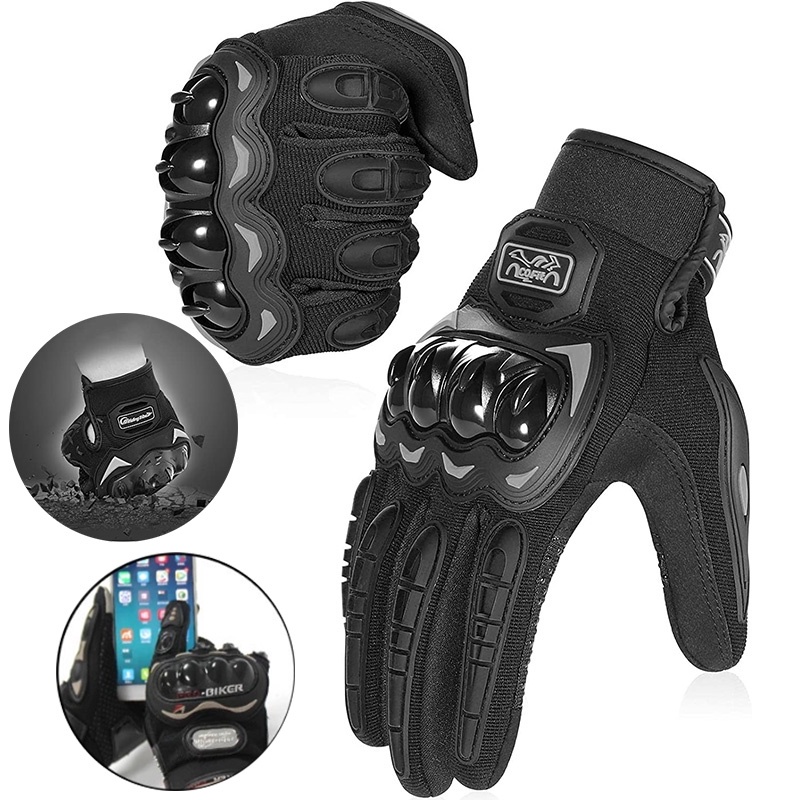thumbnail image 2 of Unisex Touch Screen Motorcycle & Cycling Gloves – Full Finger, Windproof, Polyester, Black (Solid) 2 of 5