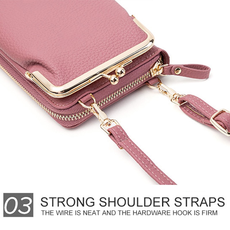 Vertical One Shoulder Cell Phone Case and Wallet Phone Purse Bag with