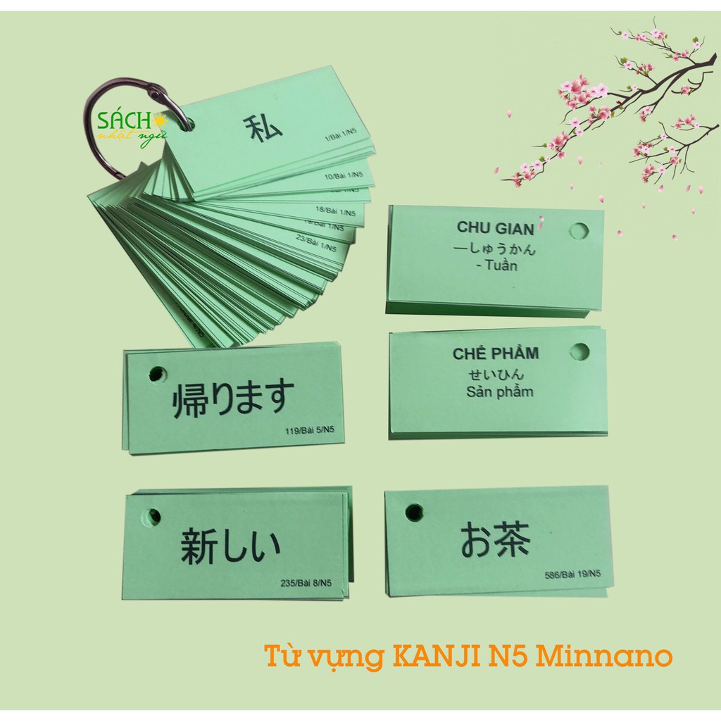 Japanese learning card set - Kanji N5 vocabulary learning Flashcard ...