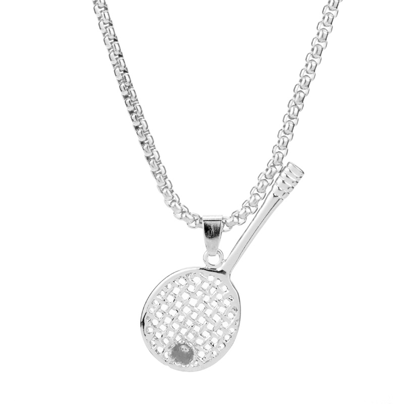 Fintness&Bodybuildin Badminton Racket Necklace Iced Out Jewelry Bling