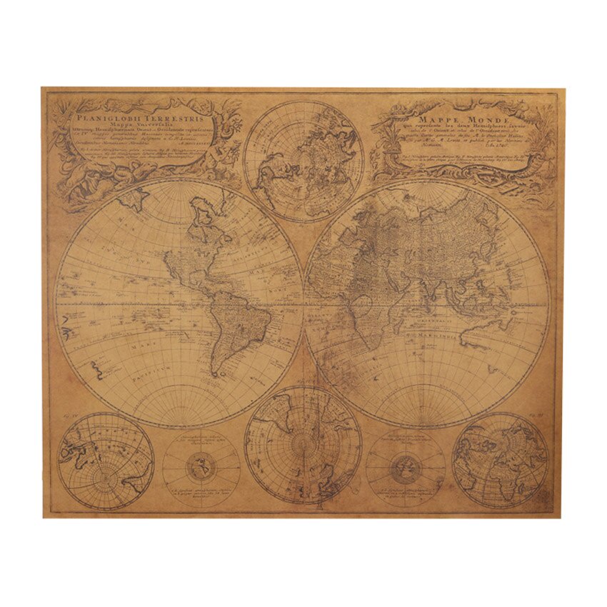 DLKKLB Vintage World Map Home Decoration Antique Poster Wall Chart ...