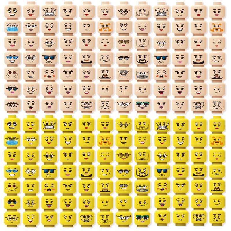 56pcs MiniFigure Face Head Emoji Set Female or Male MOC Figures Expression Accessories Parts
