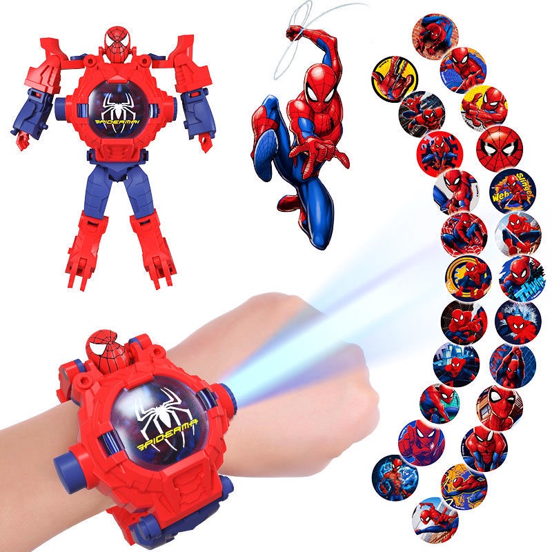 Spider Man Projection Watches Deformable Superheros Electronic Watch ...