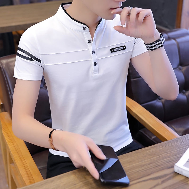 Men's Short-Sleeved t-Shirt Summer New Style Stand-Up Collar Clothes ...