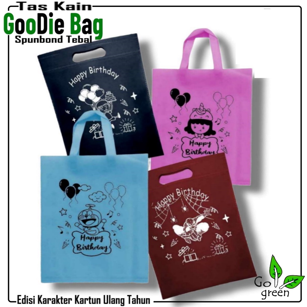 Spunbond Fabric bag Goodie bag Writing Happy birthday Size Snack Size ...