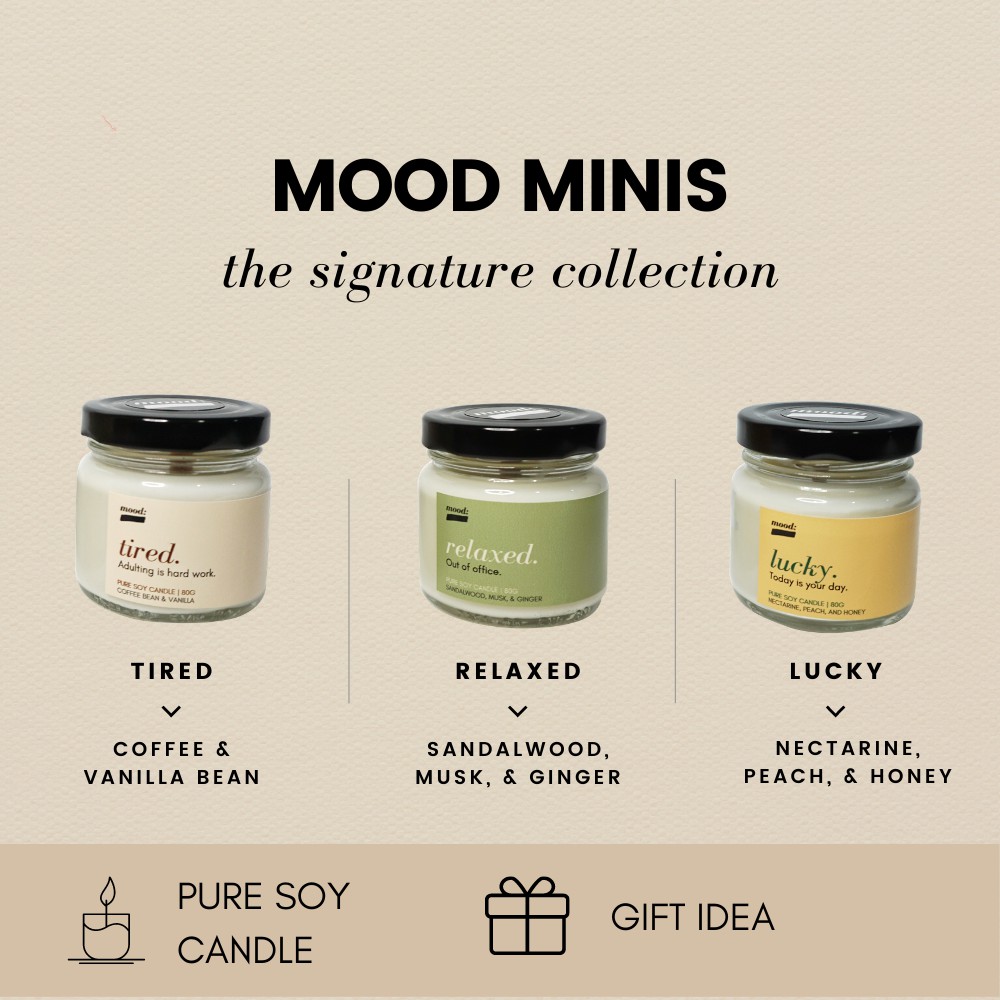 Scented Soy Candles Minis (80g) by mood Coffee & Vanilla, Nectarine