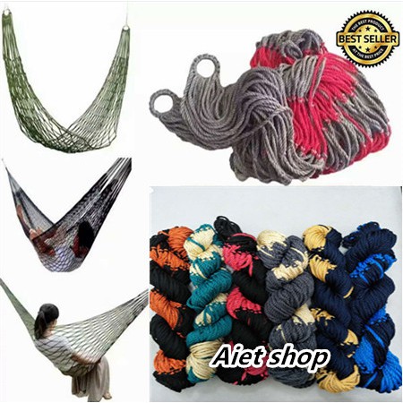 Portable Outdoor Cotton Hammock Single Double Swing Hemp Duyan Rope ...