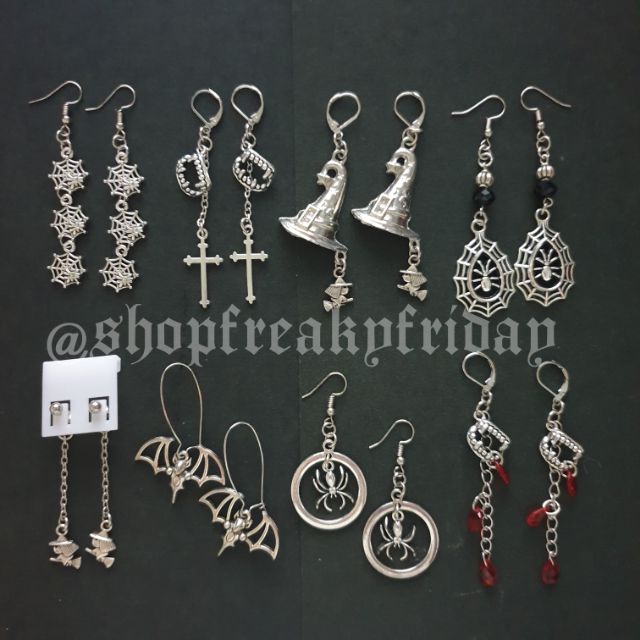 Gothic Vampire Red Heart Cross Halloween Sword Earrings - Stud Earrings For Women, Gift
