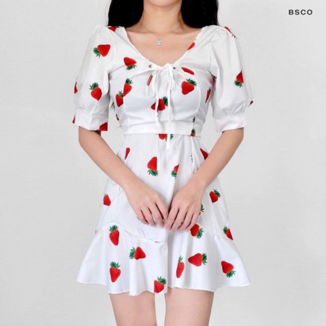 BSCO Strawberry Dress | Shopee Philippines