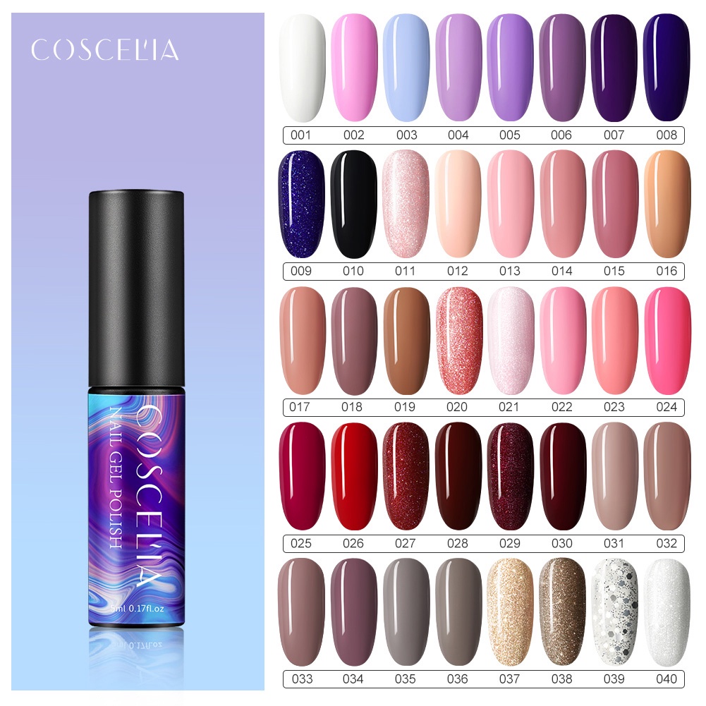 COSCELIA Gel Nail Polish Set 5ml Vernish Semi Permanent Gel Top Base