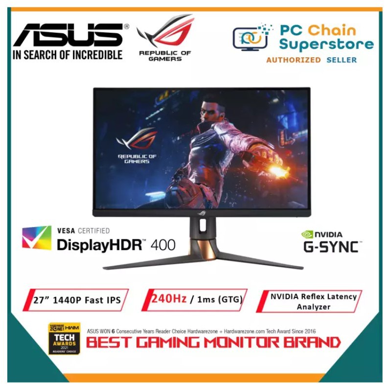 ASUS ROG Swift 27 1440P Gaming Monitor (PG279QM) - QHD (2560 x 1440), Fast  IPS, 240Hz, 1ms, G-SYNC, NVIDIA Reflex Latency Analyzer, DisplayHDR400