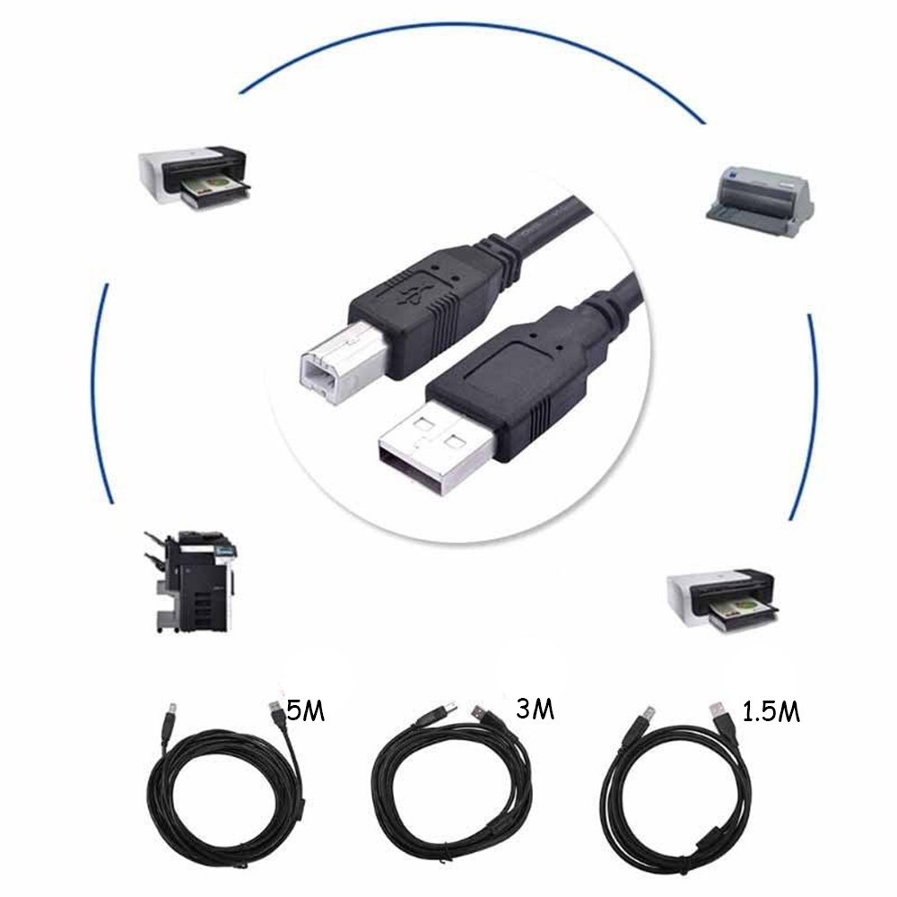 【xmt】15m3m5m10m Usb A Male To Usb B Male Printer Wire Cable Cord Color Black Shopee 5764