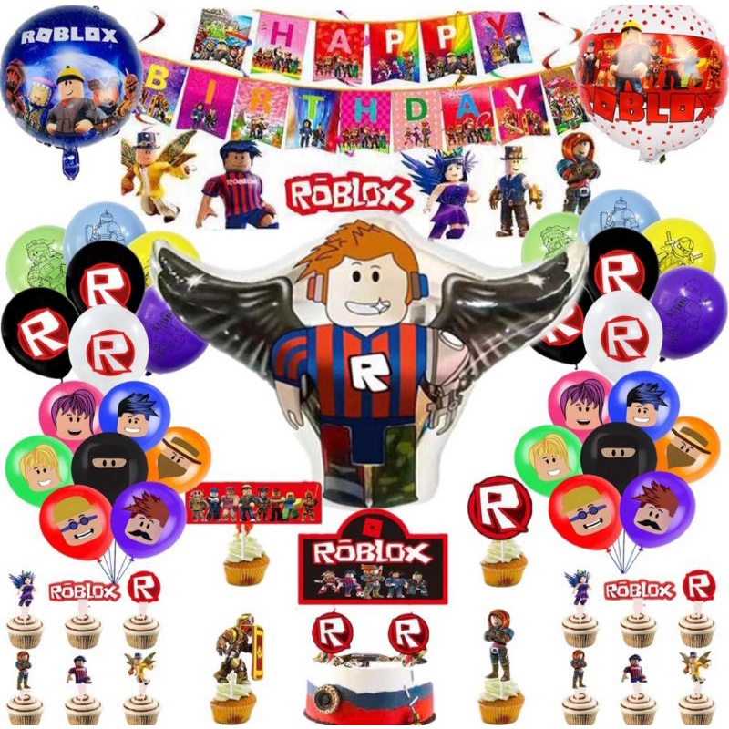 Roblox Birthday Decoration Party Needs Roblox Banner Balloon Garland ...