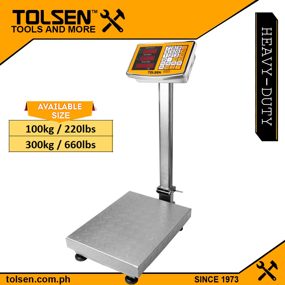 Tolsen Electronic Digital Platform Weighing Scale w/ Built in Battery (100KG 300KG Capacity