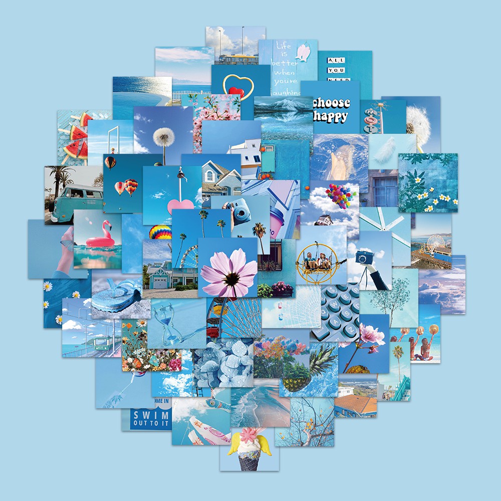 62pcs Blue Landscape Map Waterproof PVC Sticker for Notebook ...