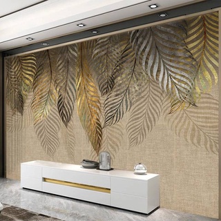 Gold Leaves 3D Wall Paper Art 3d Wallpaper Living Room 3D Wallpaper  Self-adhesive Wall Paper Peel & Stick Wallpaper Bedroom Wallpaper 