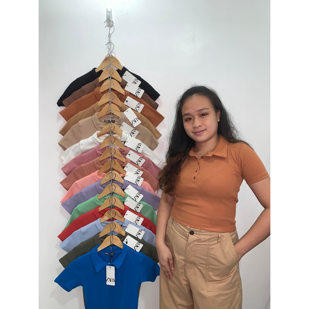 Zara Bangladesh Polo Half Button Down Crop Top Shopee Philippines