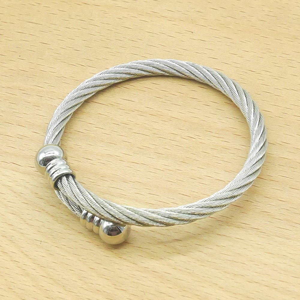 Stainless Steel Timeless Cable Bangle 65mm Silver Tone | Shopee Philippines