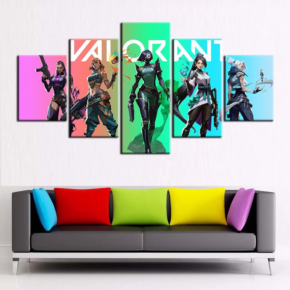 Valorant Game Poster Rainbow Style Oil Painting Jett/Viper/Sage/Raze