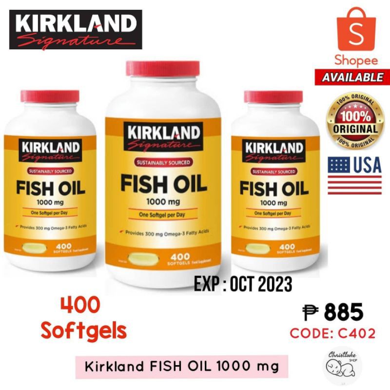 Kirkland Signature Fish Oil 1000mg 400 Softgels Shopee Philippines