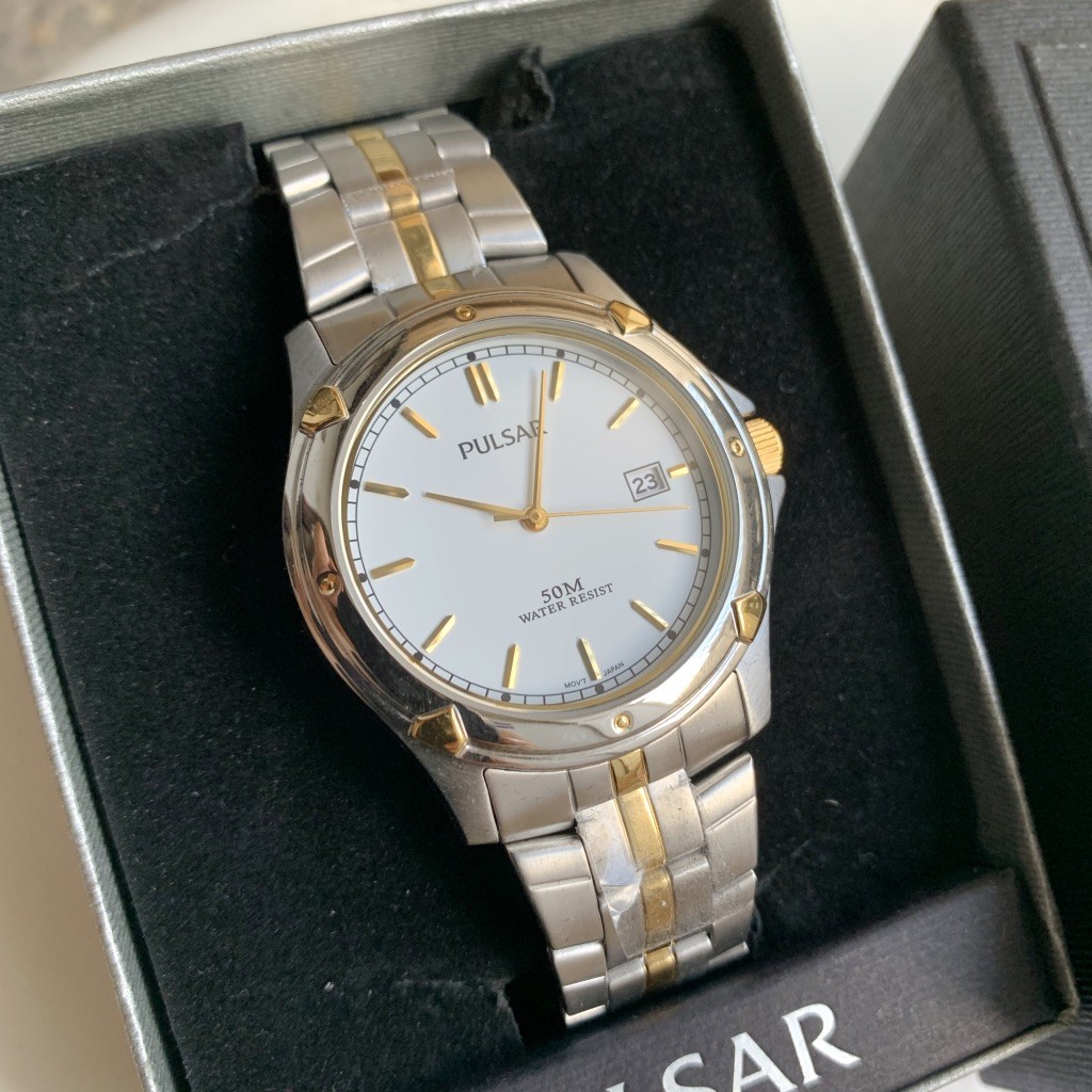 BNEW AUTHENTIC Seiko Pulsar Watch PXH848X Date Dial Two Tone Gold and  Silver Steel Watch For Men | Shopee Philippines