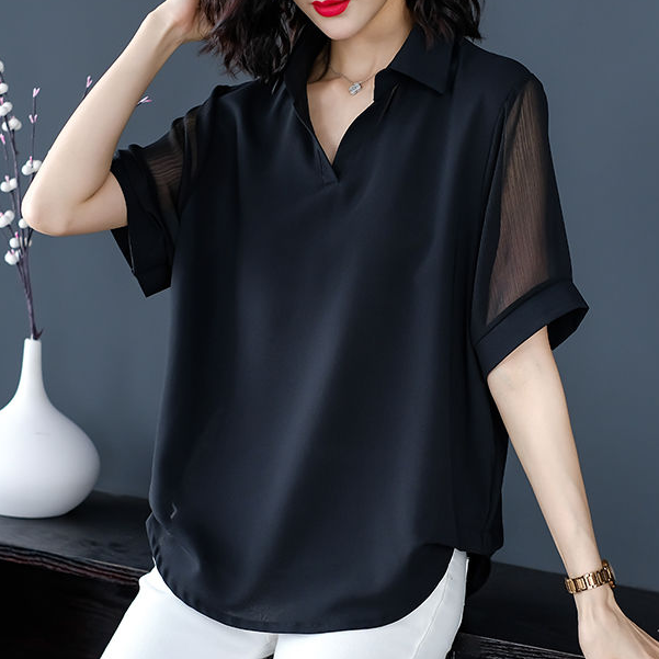 ladies black chiffon shirt