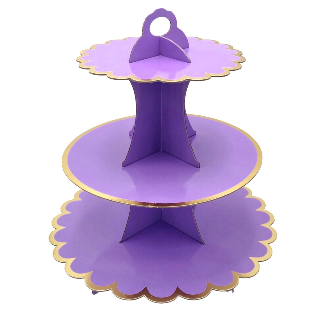 3 Tier Cupcake Stand with Gold Border Cake Stand Cupcake Holder Dessert ...