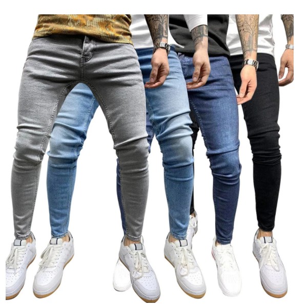 Jeans Men Elastic Waist Skinny Jeans Men 2021 Stretch Ripped Pants