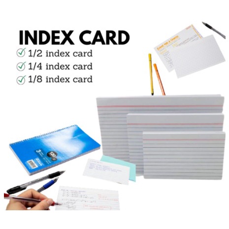 index card 100 sheets per pack ( 3x5, 4x6, 5x8 inches) | Shopee Philippines